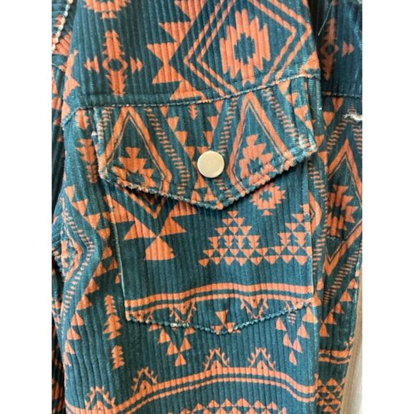 Dusty Corduroy Teal Sunset Aztec Western Jacket Women's Sz S - Picture 10 of 12